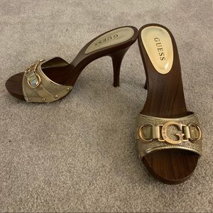 Y2k Guess wooden heels. Size 9.5